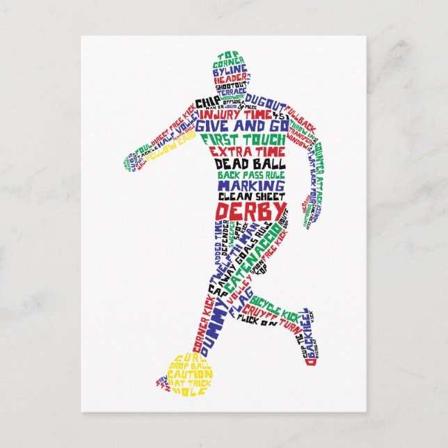 Typografic Soccer Player Postkarte (Vorderseite)