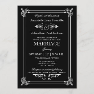 Typografie Art Deco Vintage Hochzeit Einladung