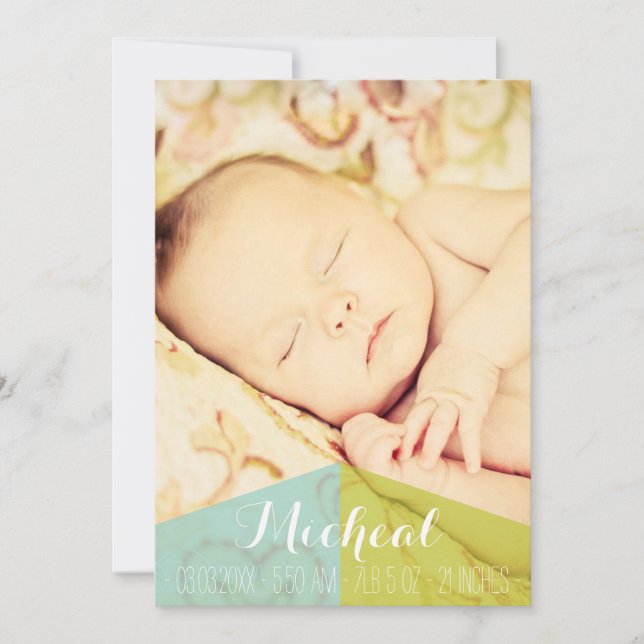 Typografie Baby Boy Geburtsankündigung Foto-Karte Ankündigung (Vorderseite)