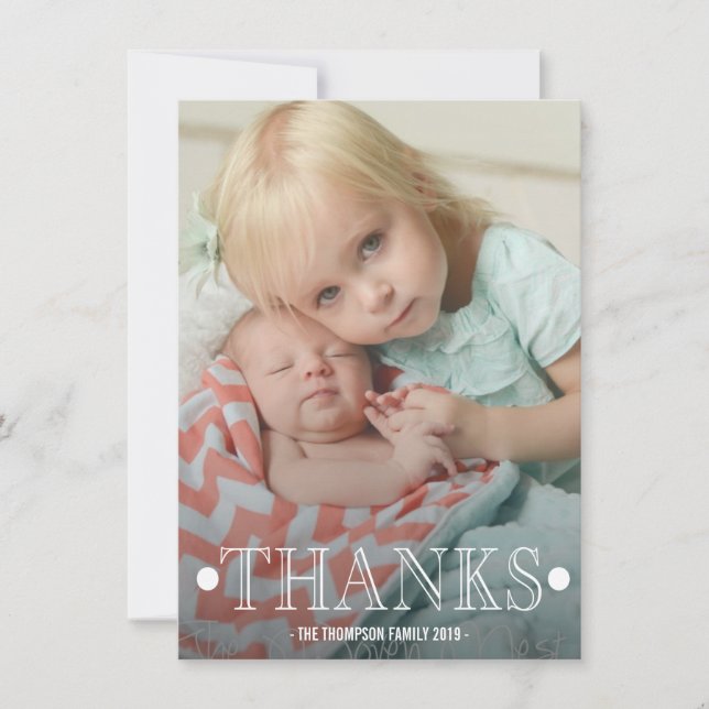 Typografie-Baby danken Ihnen Foto-flache Karte (Vorderseite)