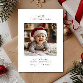 Typografie Baby's First Christmas Foto Feiertagskarte