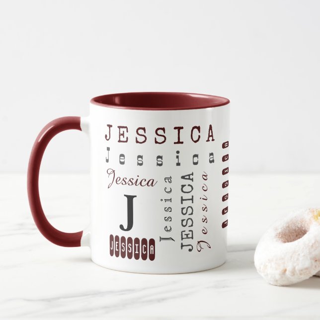 Typografie - benutzerdefinierter Repetiername und  Tasse (Mit Donut)