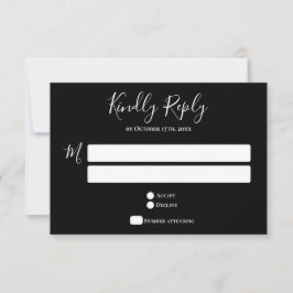 Typografie Black Wedding RSVP Card