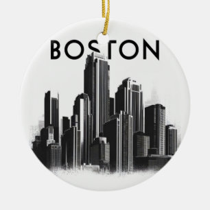Typografie Boston City Skyline, Boston City Keramik Ornament