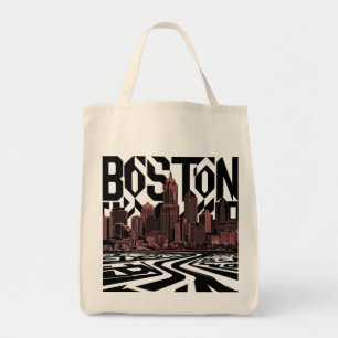 Typografie Boston City Skyline, Boston Stadt Tragetasche