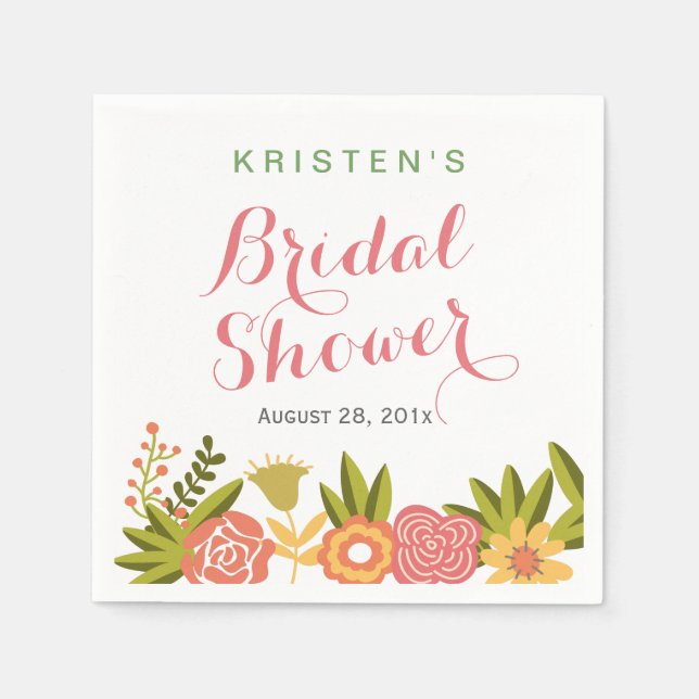 Typografie Brautparty Garden Blooming Floral Serviette (Vorderseite)