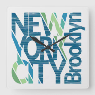 Typografie Brooklyns New York Quadratische Wanduhr