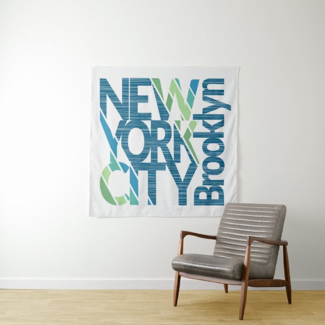 Typografie Brooklyns New York Wandteppich (Beispiel (Horizontal))
