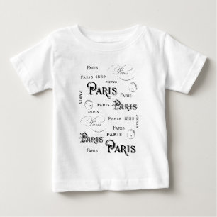 Typografie Calligrafie Paris Frankreich Eiffelturm Baby T-shirt