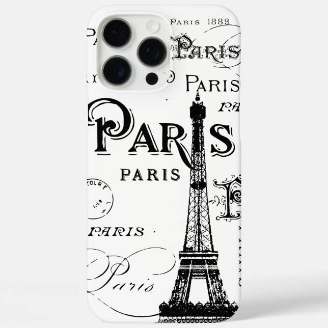 Typografie Calligrafie Paris Frankreich Eiffelturm iPhone 16 Pro Max Hülle (Rückseite)