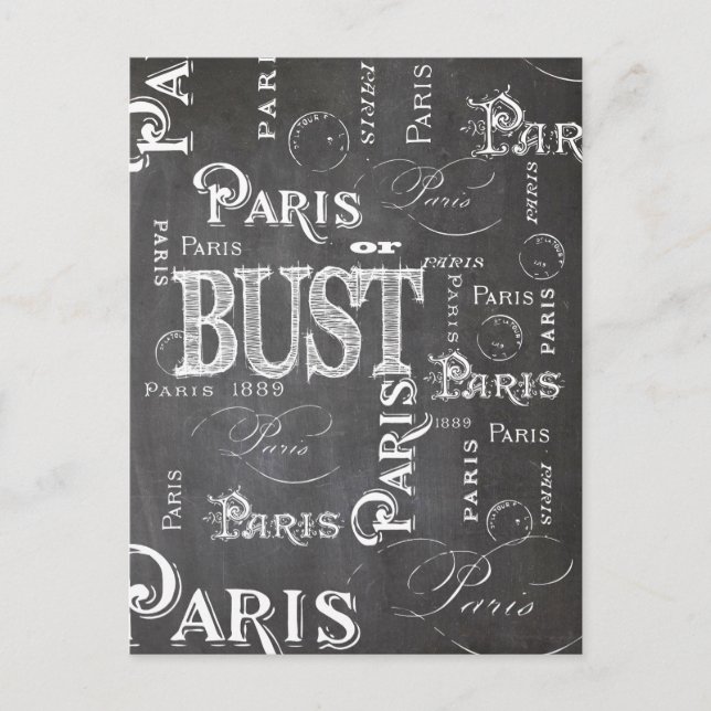 Typografie Calligrafie Paris Frankreich Eiffelturm Postkarte (Vorderseite)