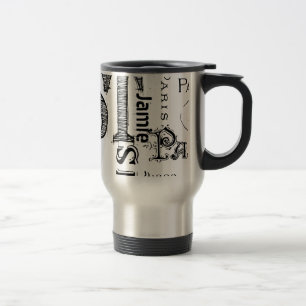 Typografie Calligrafie Paris Frankreich Eiffelturm Reisebecher