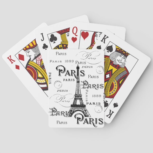 Typografie Calligrafie Paris Frankreich Eiffelturm Spielkarten (Rückseite)