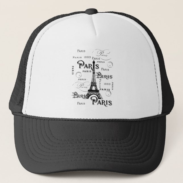 Typografie Calligrafie Paris Frankreich Eiffelturm Truckerkappe (Vorderseite)