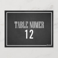 TYPOGRAFIE CHALKBOARD TISCHNUMMER POSTCARD