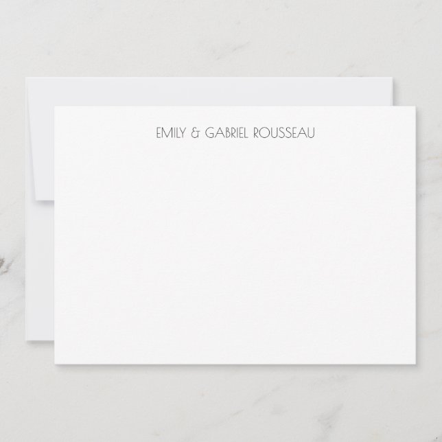 Typografie Couple Name Minimalistisch Mitteilungskarte (Vorderseite)