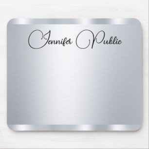 Typografie Custom Script Silver Metallic Look Mousepad