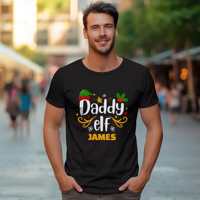 Typografie Daddy Elf Fun Family Matching T - Shirt (Von Creator hochgeladen)