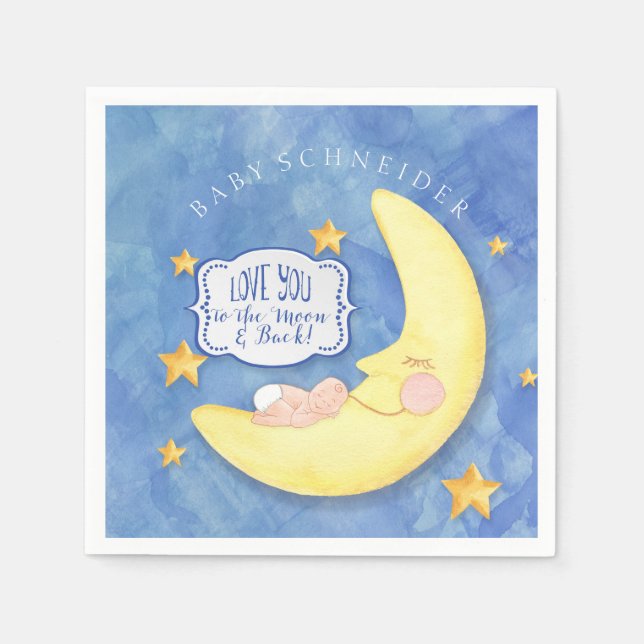Typografie der Babydusche auf den Mond und die Hin Serviette (Vorderseite)