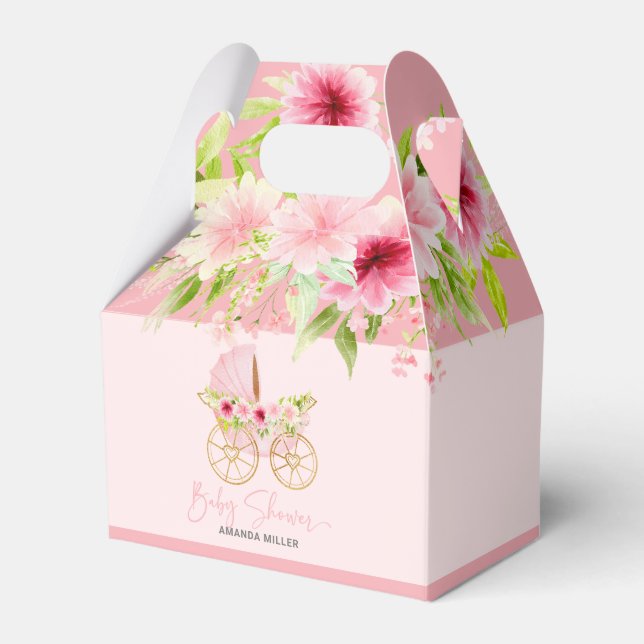 Typografie der Babydusche Rosa Blumenrolle Geschenkschachtel (Vorderseite)