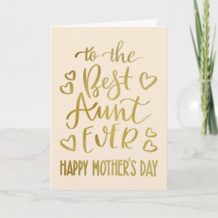 Typografie der besten Tante je Muttertag in Gold Karte