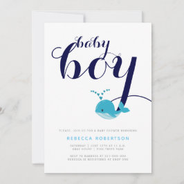 Typografie der Blauwale Babydusche Einladung