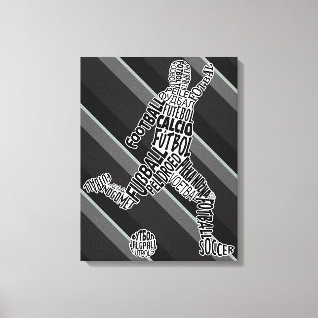 Typografie der Fußballspielersprachen Leinwanddruck (Vorderseite)
