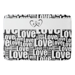 Typografie der modernen Weißen Liebe & Herzklopfen Badematte