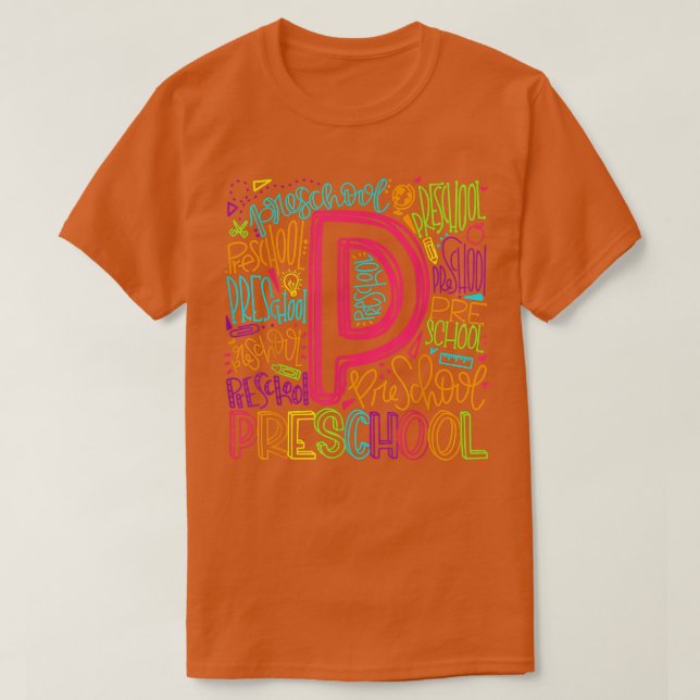 Typografie der Vorschule zurück zur Schule Frühe K T-Shirt (Design vorne)