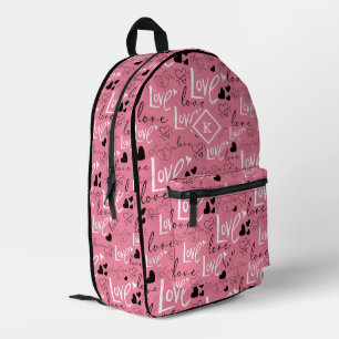 Typografie der weißen und schwarzen Liebe Valentin Bedruckter Rucksack