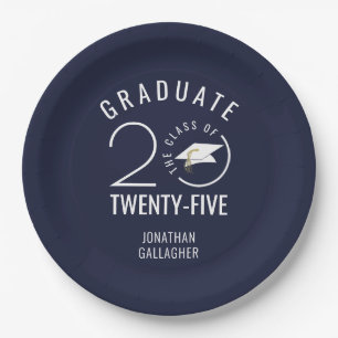 Typografie des Abschlusses Navy Blue Class Pappteller