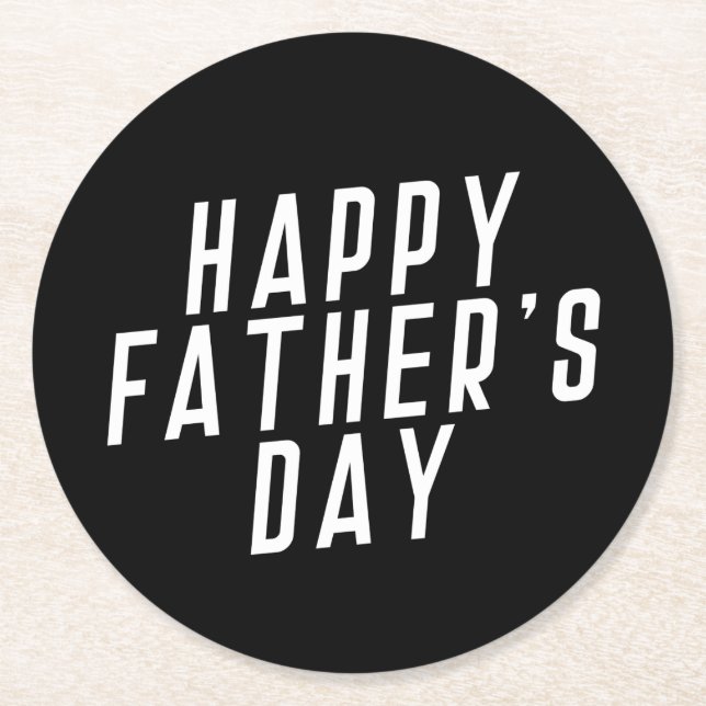 Typografie des einfachen glücklichen Vaters | UNTE Runder Pappuntersetzer (Vorderseite)