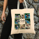 Typografie des Familienziels Modernes Foto-Gitter  Tragetasche<br><div class="desc">Tragen Sie Ihre Erinnerungen mit unserem Familienangebot Typografie Moderne Foto Grid Collage Tote Bag! Diese stilvolle Tote-Tasche ist mit einem herzlichen Schriftzeichen-Zitat ausgestattet: "Familie. Wo das Leben beginnt und die Liebe nie endet." Unter dem Zitat, personalisieren Sie es mit Ihrem Familiennamen und etablierten Jahr. Um das Zitat herum, erstellen Sie...</div>