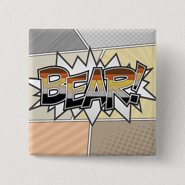 Typografie des Halftone-Gay-Bären mit Flagge Button (Vorderseite)