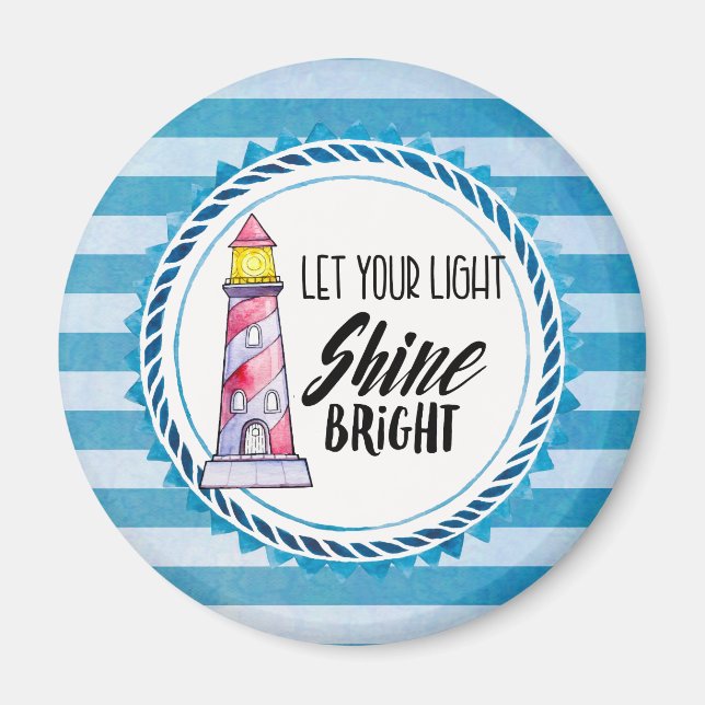 Typografie des Leuchtturms "Light Shine Bright" ge Magnet (Vorne)
