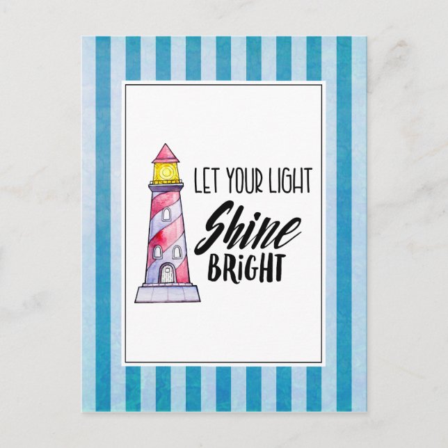 Typografie des Leuchtturms "Light Shine Bright" ge Postkarte (Vorderseite)