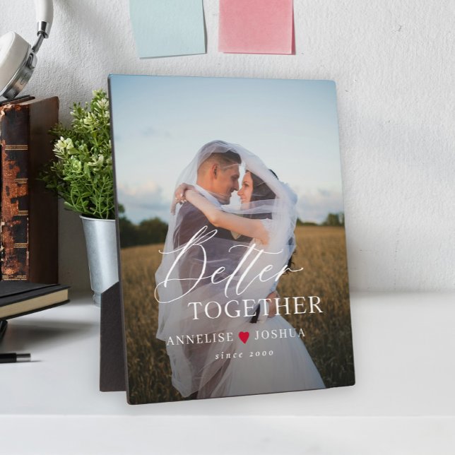 Typografie Drehbuch personalisiertes Paar Foto Fotoplatte (Von Creator hochgeladen)