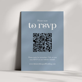 Typografie Dusty Blue QR Code Wedding RSVP Karte