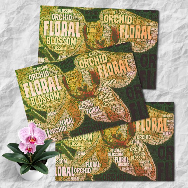 Typografie Embedded Word Cloud Decoupage Seidenpapier (orchid word cloud tissue paper)