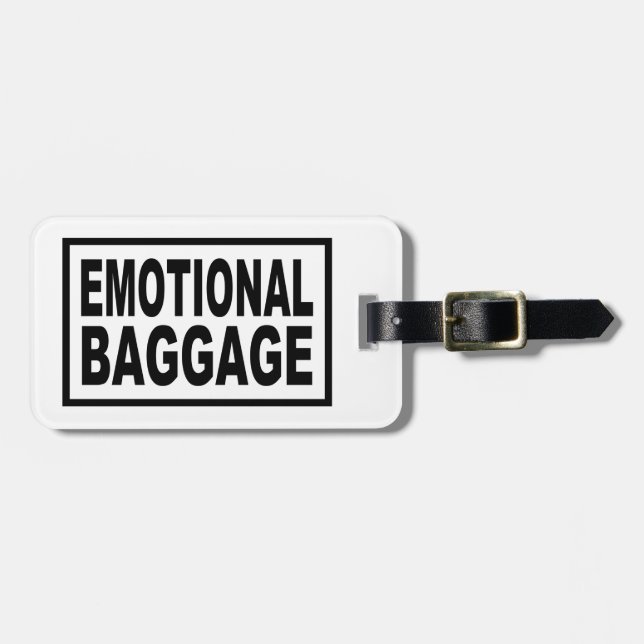 Typografie "EMOTIONAL BAGGAGE" Gepäckanhänger (Vorderseite horizontal)