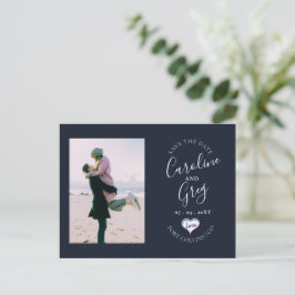 Typografie-Foto für Navy Heart Liebe Save the Date Ankündigungspostkarte