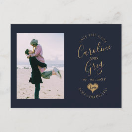 Typografie-Foto für Navy-Liebe Save the Date Ankündigungspostkarte