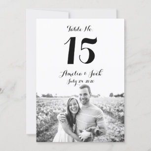 Typografie Foto Hochzeit Tischnummernkarte Einladung