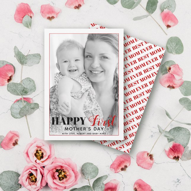 Typografie-Fotokarte des Red First Mother Day (Von Creator hochgeladen)
