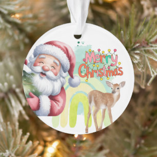 Typografie Frohe Weihnachten und Lichter & Hirsche Ornament