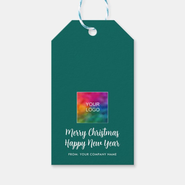 Typografie Frohe Weihnachts-Happy New Year Logo Geschenkanhänger (Vorderseite)
