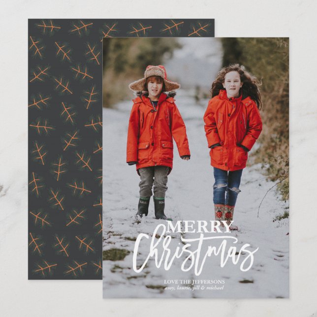 Typografie Frohe Weihnachts-Weihnachtskarte Foto Einladung (Vorne/Hinten)