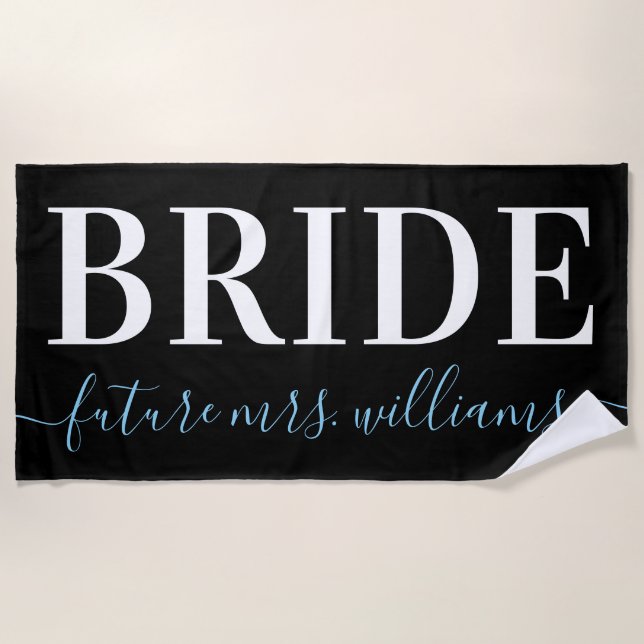 Typografie Future Frau Name Bride Blue Strandtuch (Vorderseite)