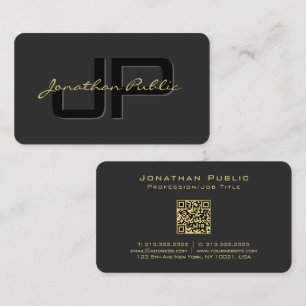 Typografie Gold Text Name QR Code Skript Luxus Visitenkarte