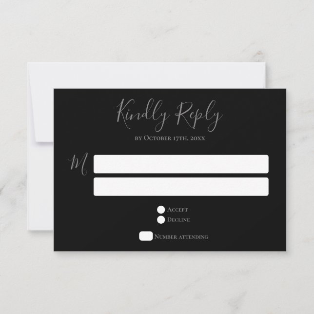 Typografie Gray Black Wedding RSVP Karte (Vorderseite)